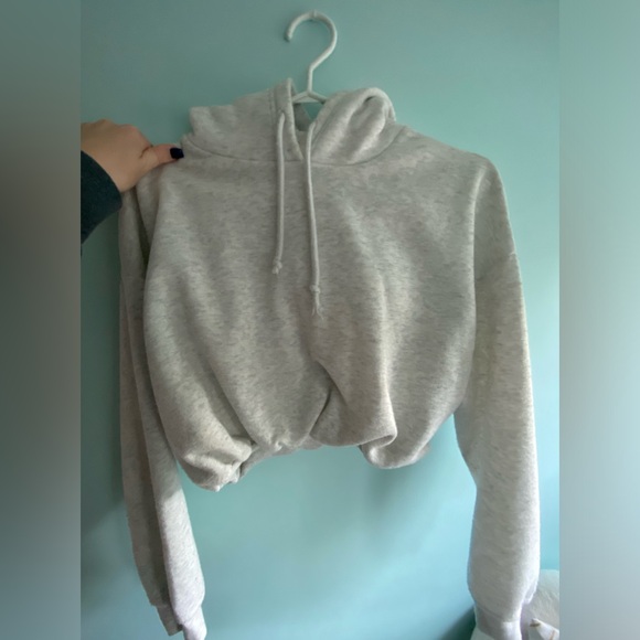Grey cropped hoodie - Picture 1 of 2
